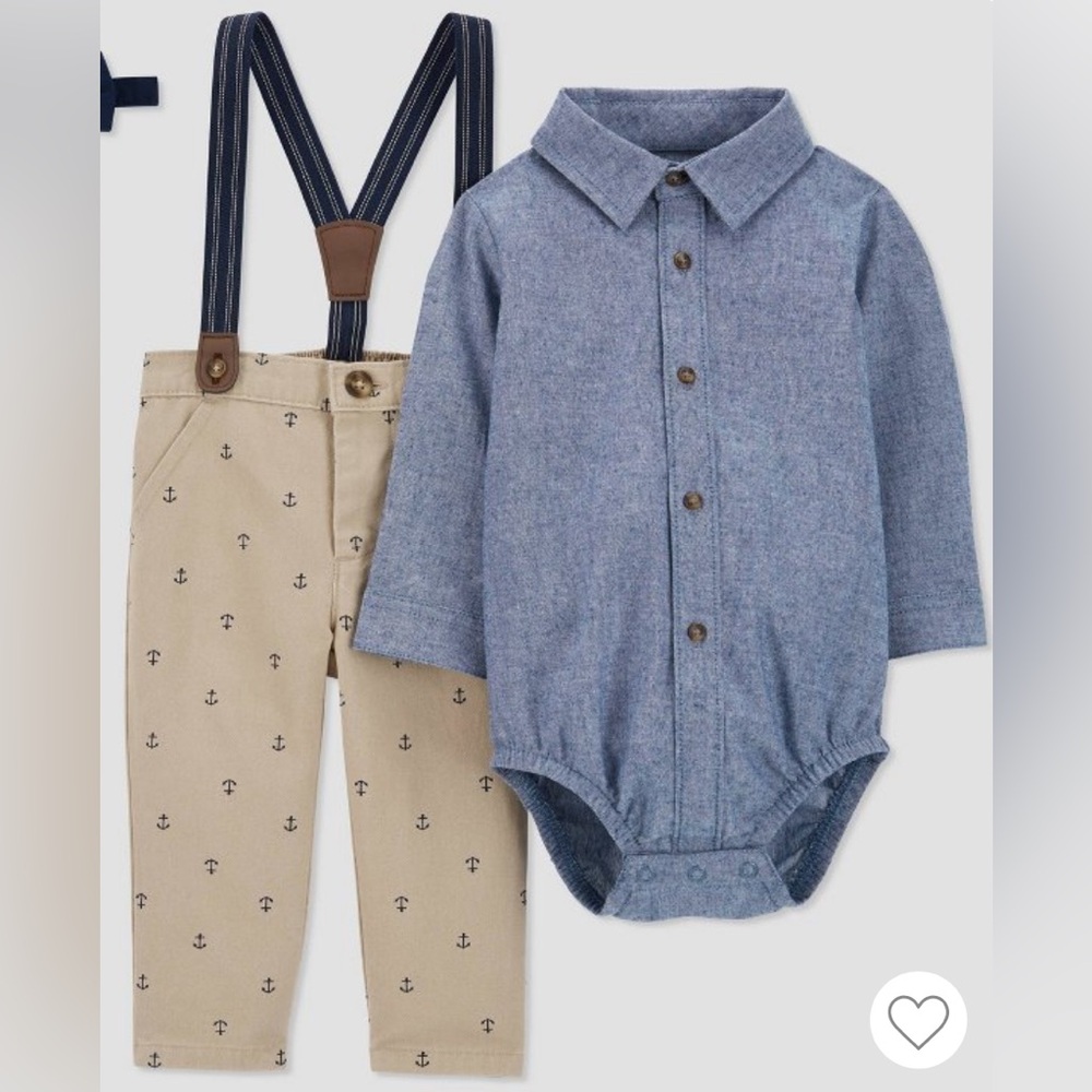 Carter's 18m Matching Set Long Sleeve Shirt Suspenders Pants